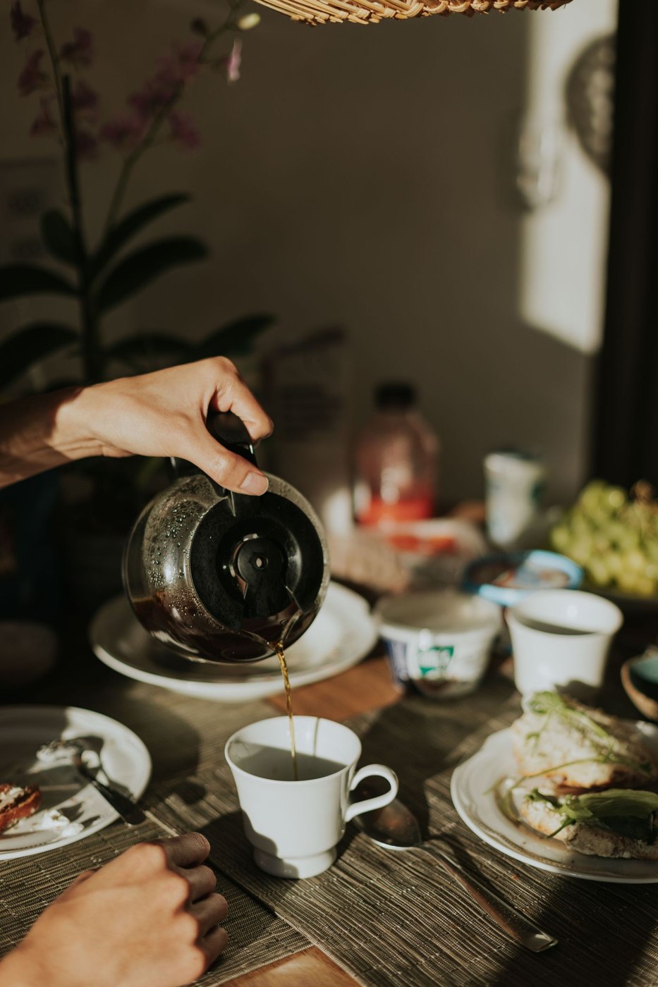 Breakfast Table with Freshly Poured Coffee
